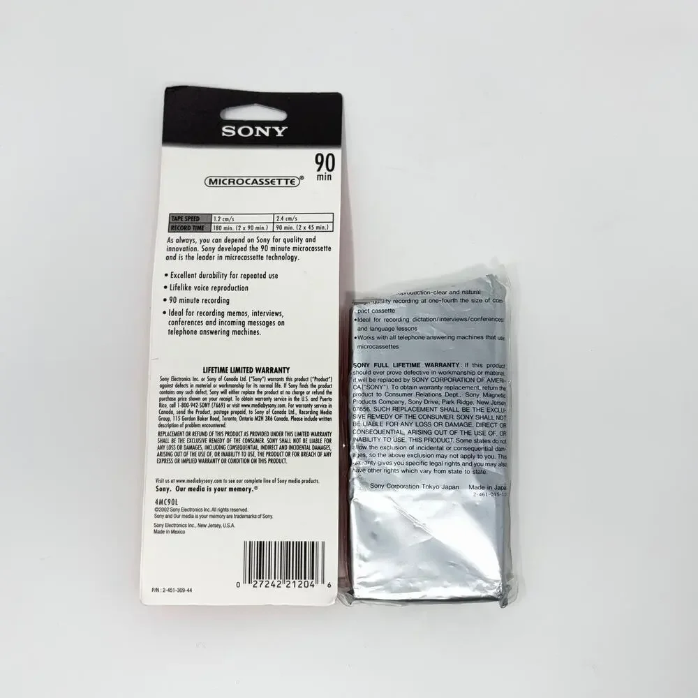 Sony Microcassette Lot MC-90 4-Pack (3 only) & MC-60 3-Pack New Vintage